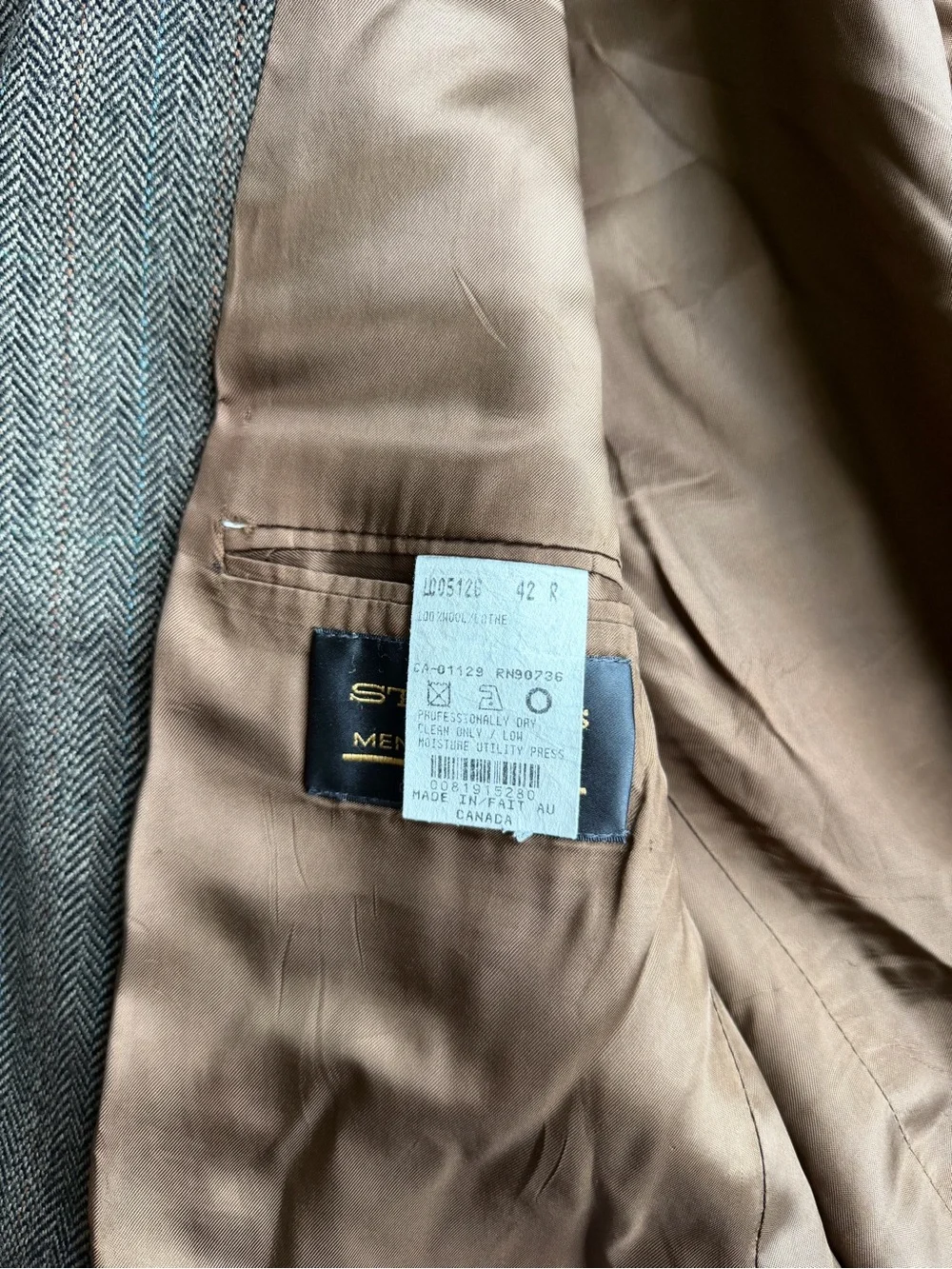 Chaps Ralph Lauren Brown Wool Herringbone Sport Coat Size 42R